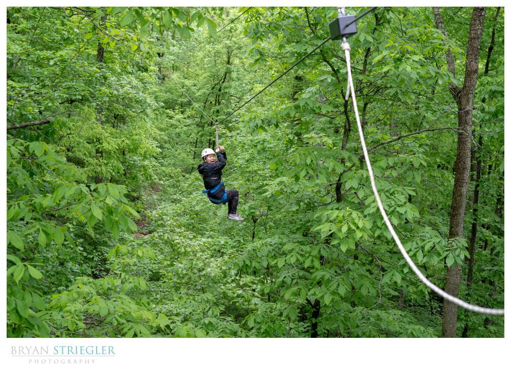 coming to end of zip line